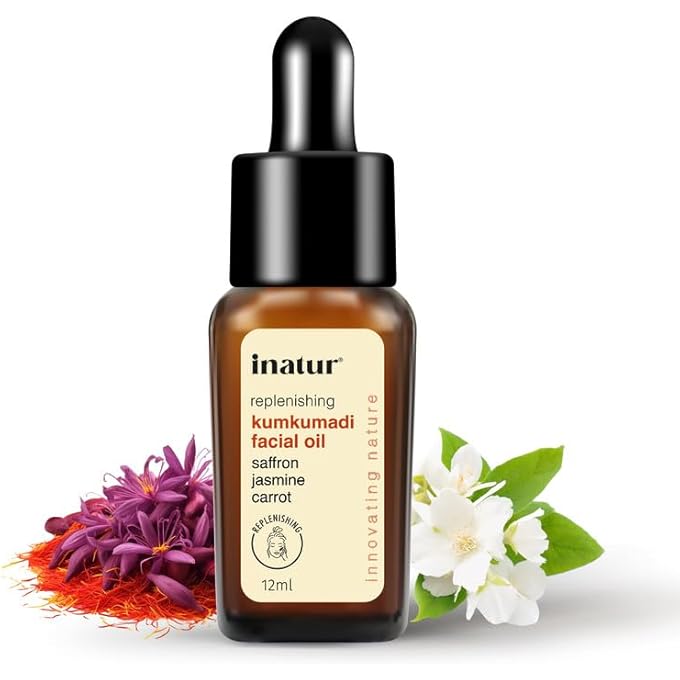 INATUR KUMKUMADI FACIAL OIL, AYURVEDIC FORMULATION, ORGANIC, ANTI-AGEING,12 ML - Image 1
